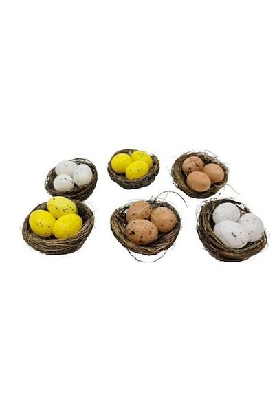 OEM Set 6 nests with eggs, Easter decoration made of fibers, 5 cm diameter