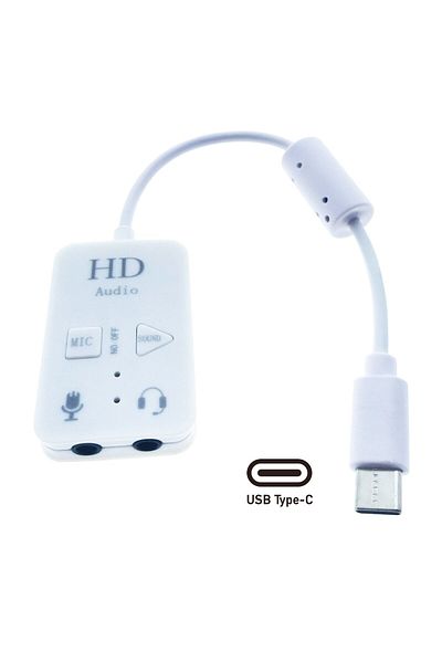 OEM USB Type C sound card, with 2 x 3.5mm female Jack output, Virtual 7.1 Channel, control buttons