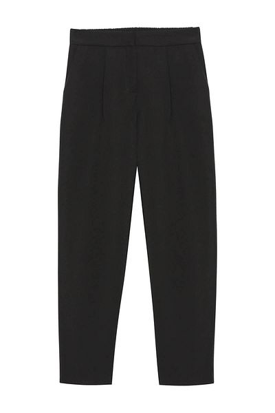 Quzu Black Women's Fabric Trousers with Elastic Waist 71154