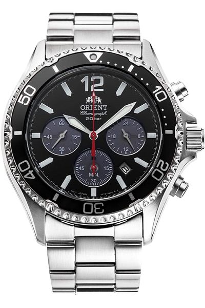 Orient Sports Diver Mako Solar Chrono Chronograph Watch Steel Casual Sports Diver RA-TX02