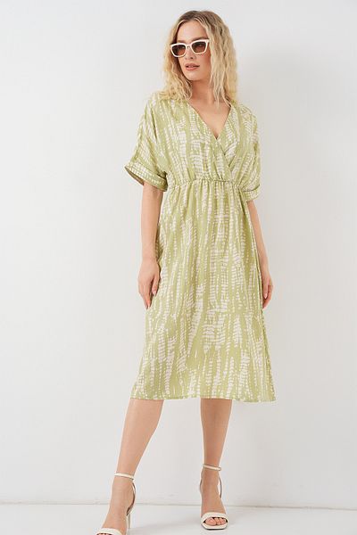 Bigdart Women's Patterned Short Sleeve Dress 2569 - E.Green
