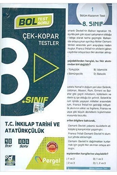 Pergel Yayınları 8.Sınıf T.C. İnkılap Tarihi ve Atatürkçülük Çek Kopar Testler