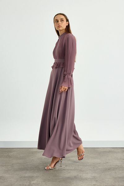 Birgül Bektaş Φόρεμα σε απόχρωση Dusty Rose, Πλισέ Κρεπ Σιφόν