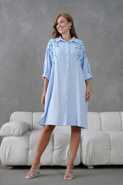 MVStore Embroidered Linen Oversize Shirt Tunic