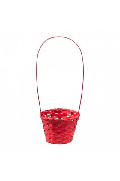 OEM Cos bambus cu toarta, 13 cm, rosu