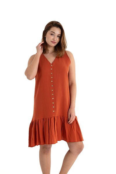 PANCHY CANKY Muslin Thick Strap Detailed 100% Cotton Midi Dress