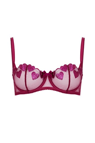 Agent Provocateur حمالة صدر Liliya Magenta Pink Balconette - أناقة عتيقة مع تطريز لامع