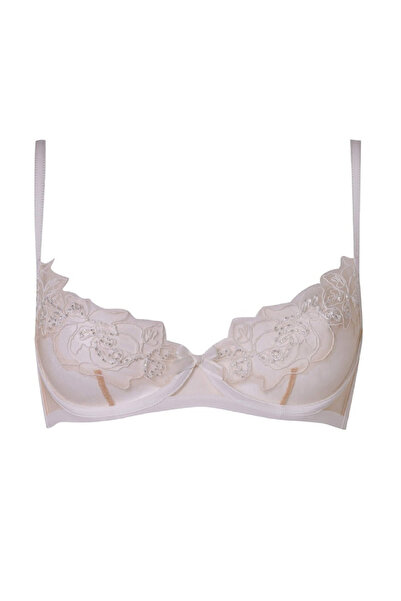 Agent Provocateur Lindie Demi Cup Plunge Destekli Sütyen - El İşlemeli Çiçek Motifli, İtalyan Tül, Toprak Tonları