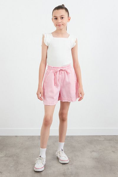 Fulla Moda Tasseled Girl's Shorts with Tie Waist