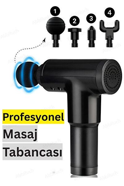 Abbruch Masaj Tabancası Sporcu Masaj Aleti 4 Başlıklı Şarjlı Titreşimli Kas Rahatlatıcı Egzersiz Aleti