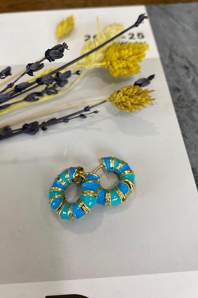 İthal 1520 Imported Gold Cut Earrings