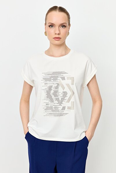 accort Taş Desen Pamuklu Bluz-KEMIK