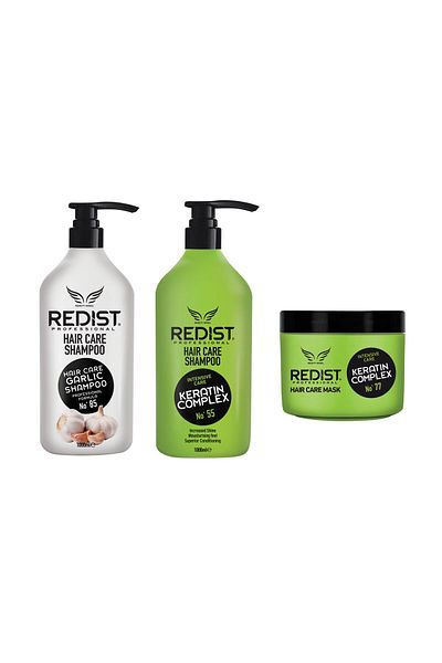 Redist Redist Package: Garlic Shampoo 1000 ml, Keratin Soap 1000 ml and Keratin Mask 500 ml