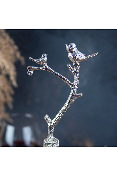 MIARIK DESIGN & DEKORASYON Dalda Kus Dekoratif Hayvan, Yaprak Figürlü Metal O...