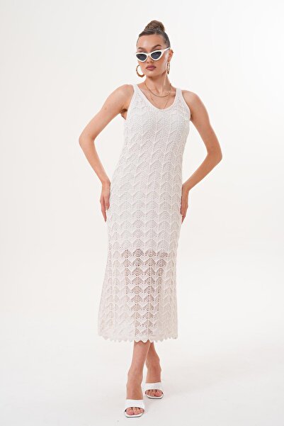 ŞİMAL Kadın Askılı Triko Örme Astarlı Elbise 250584 -