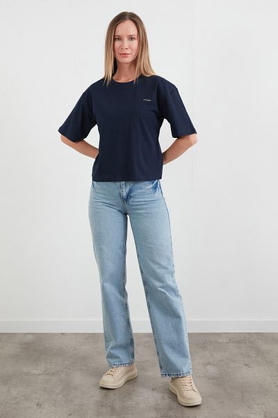 Fulla Moda Peacebud Accessory Detailed Oversize Crop T-Shirt