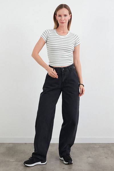 Fulla Moda Μπλουζάκι με ριγέ κοτλέ