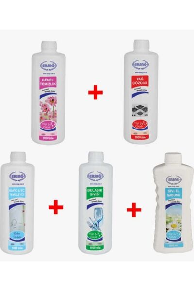 Ersağ Ersağ Genel Temizlik + Banyo WC Temizleyici + Bulaşık Sıvısı + Sıvı Sab...