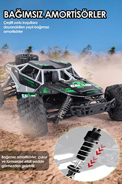 oyuncakgidiyor 2.4GHz Metal Gövde LED Farlı 4x4 4WD 50km Hız Yapan Uzaktan Kumandalı RC Araba