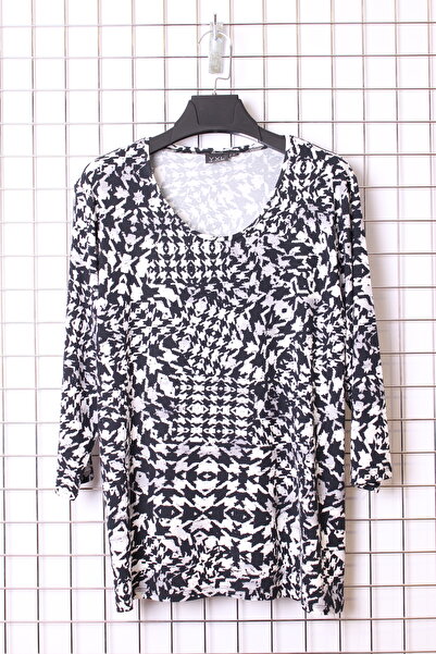 YXL COLLECTION Γυναικεία μπλούζα μεγάλου μεγέθους Lycra Houndstooth με μικτό ...