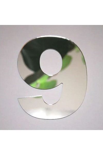 zafrakreklam Circle Number 1 mm Silver Mirror Plexi Adhesive Size 9X4 cm No- 9 Nine