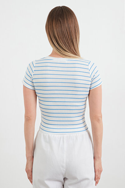 Fulla Moda Μπλουζάκι με ριγέ κοτλέ