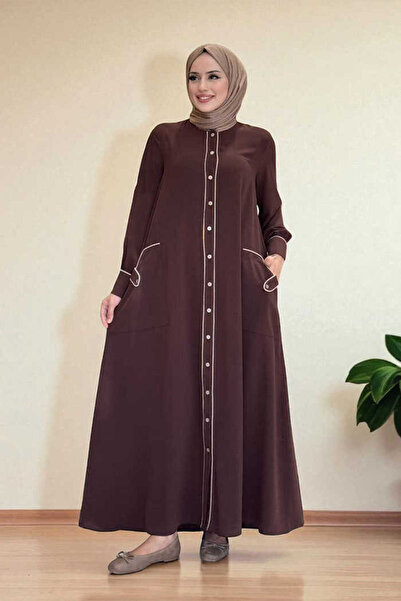 Bym Fashion Floor-Length Buttoned Ferace Dress 3975 Brown