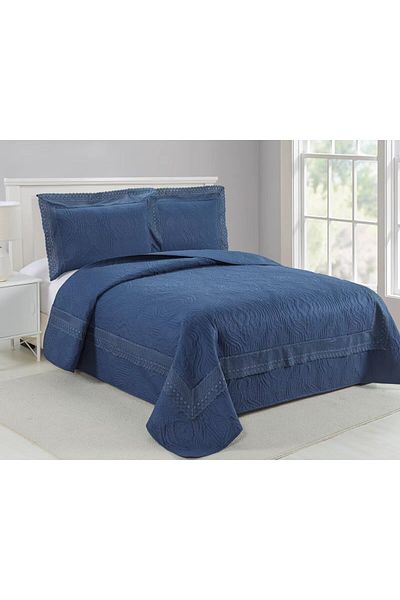 FIONNA.RO 3-Piece Quilted Cotton Duvet Cover UNI - Blue