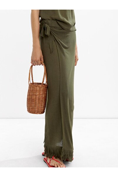 PARFOIS Keten Karışımlı Saçaklı Etek