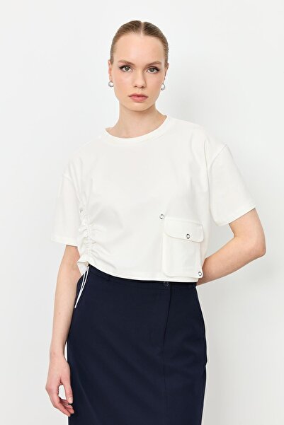 accort Büzgü Detay Cepli Bluz-KEMIK