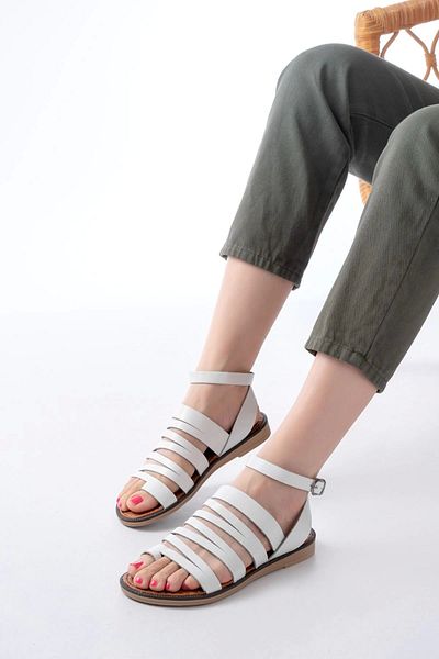 TB Terzi Bey 205-041 White Orthopedic Genuine Leather Women's Sandals