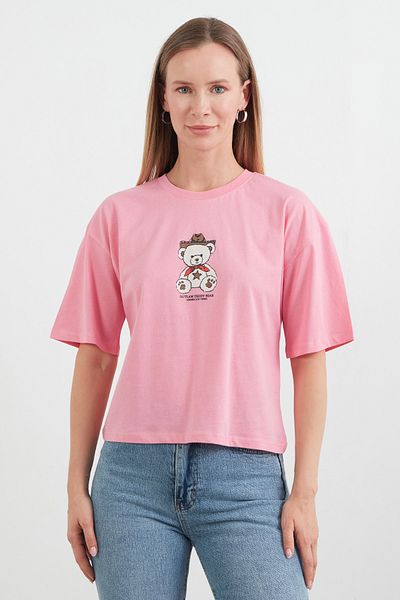 Fulla Moda Μπλουζάκι με κοντό μανίκι με στάμπα αρκουδάκι