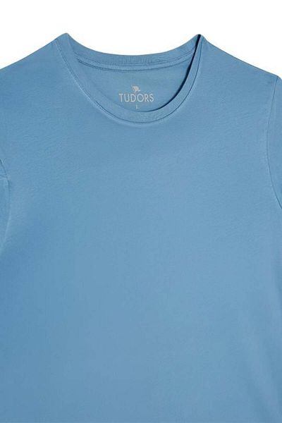 Tudors Unisex Slim Fit Slim Fit 100% Cotton Soft Textured Blue Crew Neck T-Shirt