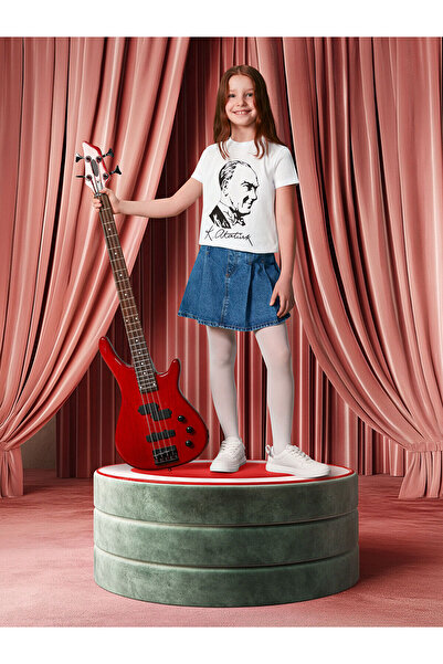 LC Waikiki Özmarka Fustă scurtă din denim pentru fete, cu talie elastică, sez...