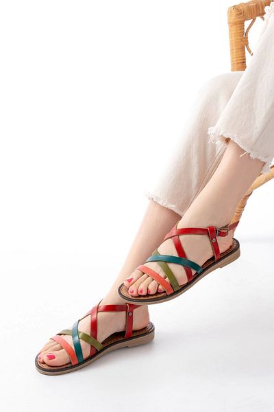 TB Terzi Bey 205-017 Multi Orthopedic Genuine Leather Women's Sandals