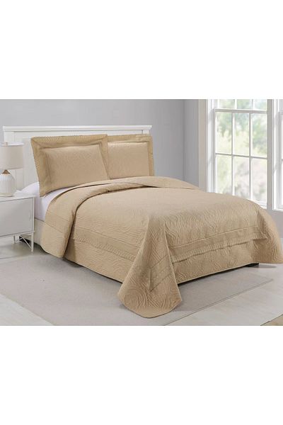 FIONNA.RO 3-Piece Quilted Cotton Duvet Cover UNI - Beige Gold