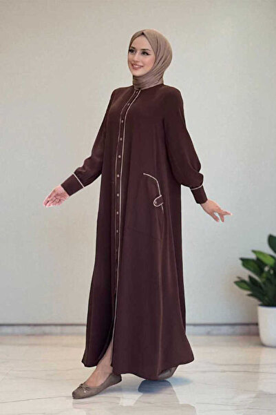 Bym Fashion Floor-Length Buttoned Ferace Dress 3975 Brown