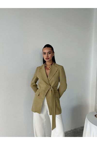 mydukkan.co Metal Buckle Belted Jacket