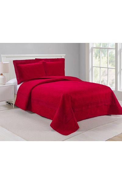 FIONNA.RO 3-Piece Quilted Cotton Blanket - Red