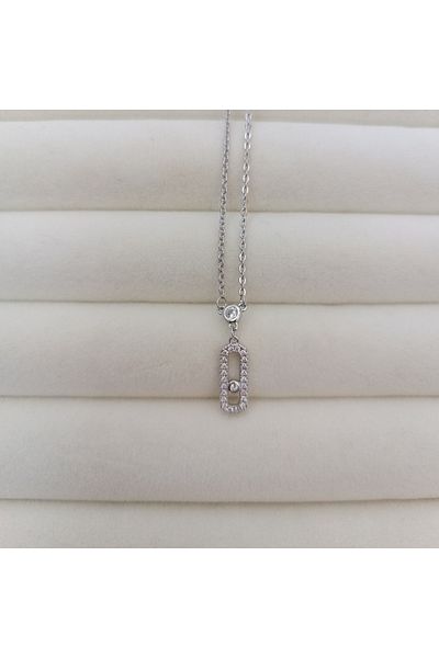 REBORN DESIGN Silver Color Minimal Zircon Stone Messika Necklace