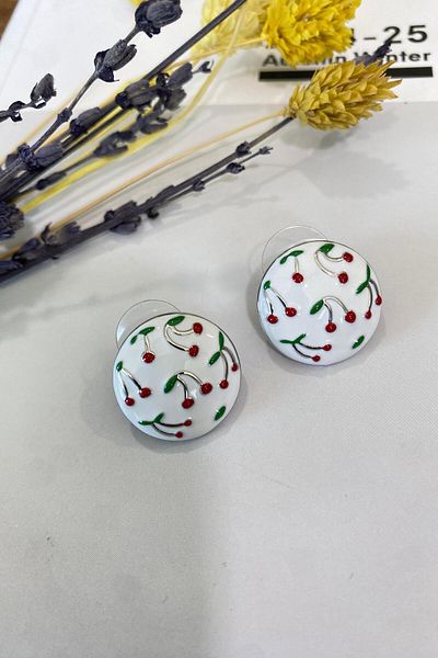 İthal 1526 Imported Cherry Pattern Earrings
