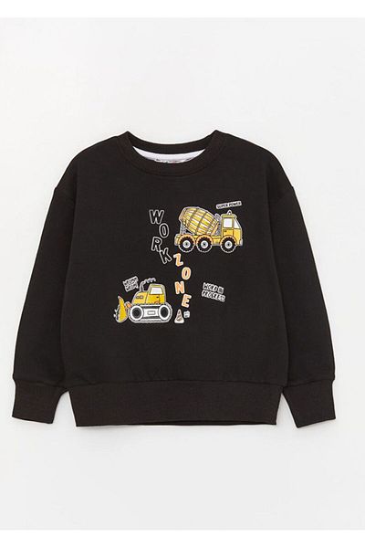 Calimera Kids Anthracite Crew Neck Long Sleeve Printed Baby Boy 2-Piece Set