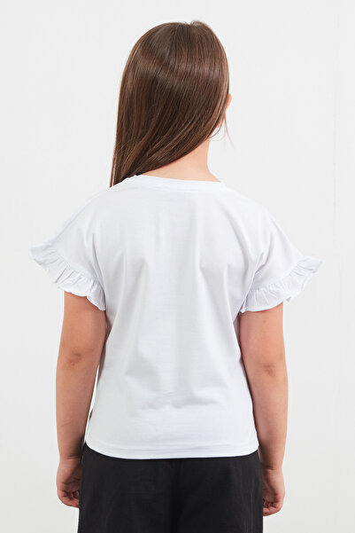 Fulla Moda Μπλουζάκι για κορίτσια με βολάν με στάμπα Rabbit