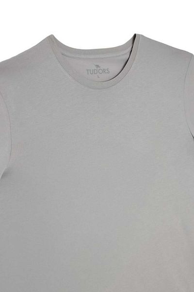 Tudors Unisex Slim Fit Slim Fit 100% Cotton Soft Textured Gray Crew Neck T-Shirt