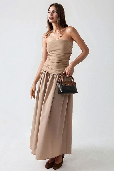 Hiccup Στράπλες Draped Maxi Φόρεμα