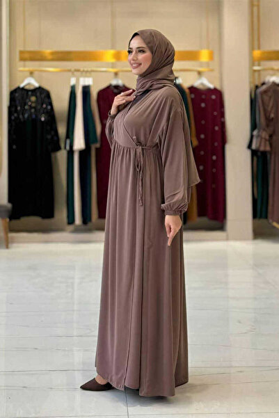 Bym Fashion Φόρεμα προσευχής με διπλό στήθος με σάλι 6027 Mink