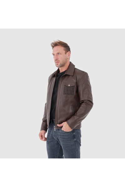 TOGO Acı Kahve Hakiki Deri Erkek Deri Mont [810055]