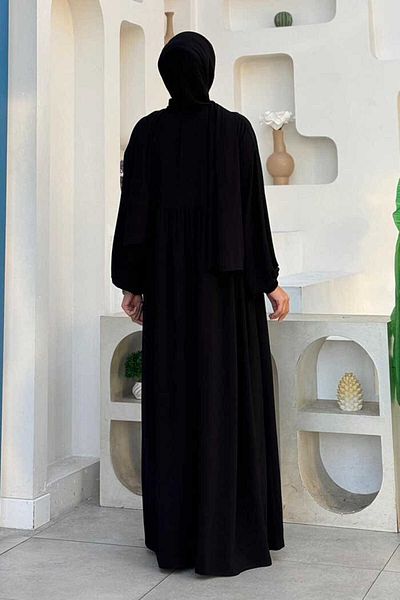 Bym Fashion Φόρεμα προσευχής με σάλι διπλό στήθος 6027 Μαύρο