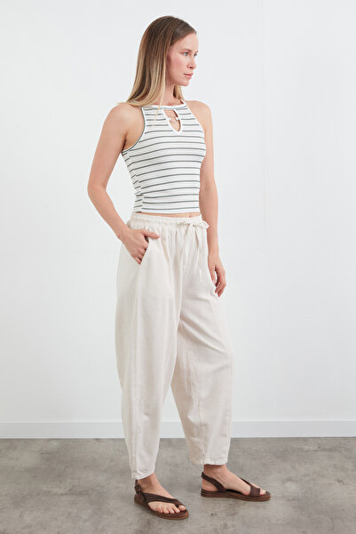 Fulla Moda Ριγέ Δαχτυλίδι Λεπτομερές Κορμάκι με γιακά Halter