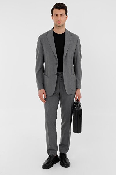 Uki KOYU GRİ Comfort Fit Mono Yaka 6 Drop Modular Takım Elbise